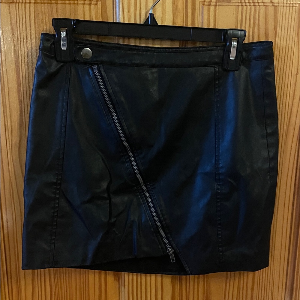 Black Faux Leather Skirt